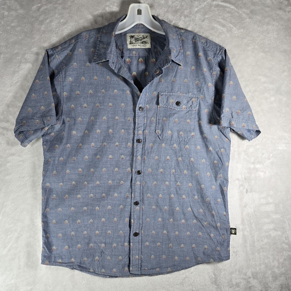 Howler Bros Blue Patterned Size Medium M Blue Short Sleeved Button Down Shirt - Picture 1 of 9